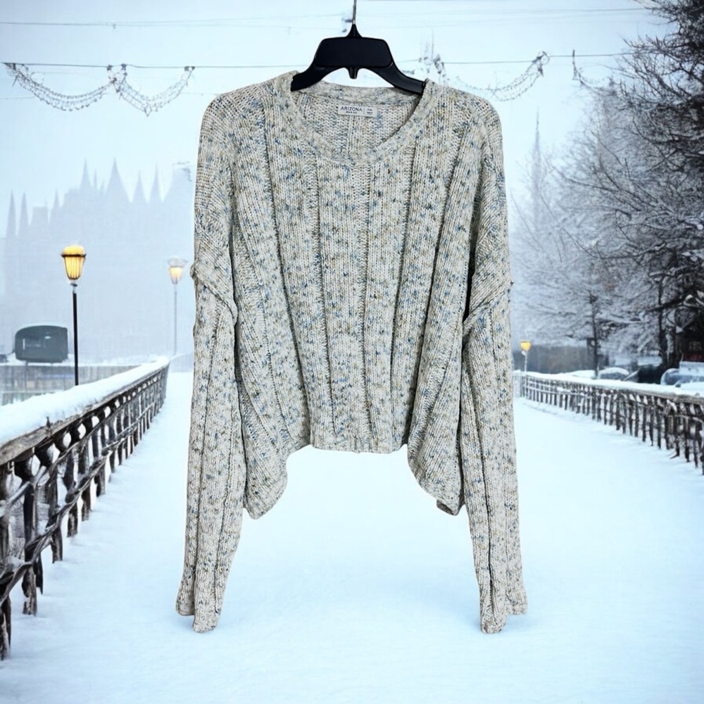 Arizona Jean Co Cropped Pullover Knit Sweater Long Sleeves‎ Drop Shoulder New
